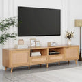 Mobile porta TV in legno 78 con gambe in legno, armadietti e mensole per TV fino a 85 pollici