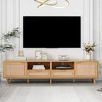 Mobile porta TV in legno 78 con gambe in legno, armadietti e mensole per TV fino a 85 pollici