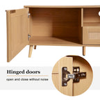 Mobile porta TV in legno 78 con gambe in legno, armadietti e mensole per TV fino a 85 pollici