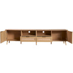Mobile porta TV in legno 78 con gambe in legno, armadietti e mensole per TV fino a 85 pollici