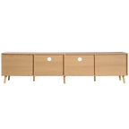 Mobile porta TV in legno 78 con gambe in legno, armadietti e mensole per TV fino a 85 pollici