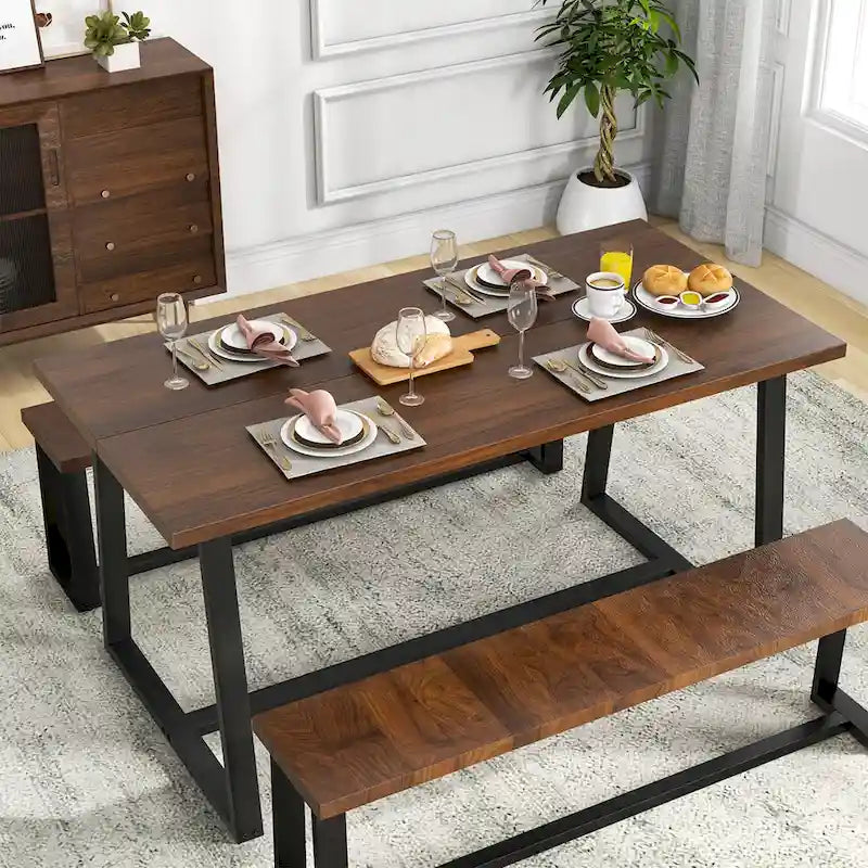 63 Grande Tavolo da Pranzo per 4-6 Persone con Metallo Resistente - Vedi Dettagli