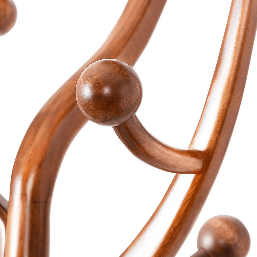 Appendiabiti da terra "ramo d'albero" in legno di gomma con 8 ganci - 24,5L x 70,87H
