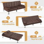 Homall Futon Sofa Bed Convertible Lounge Couch Sofa with Cupholders & Pillows