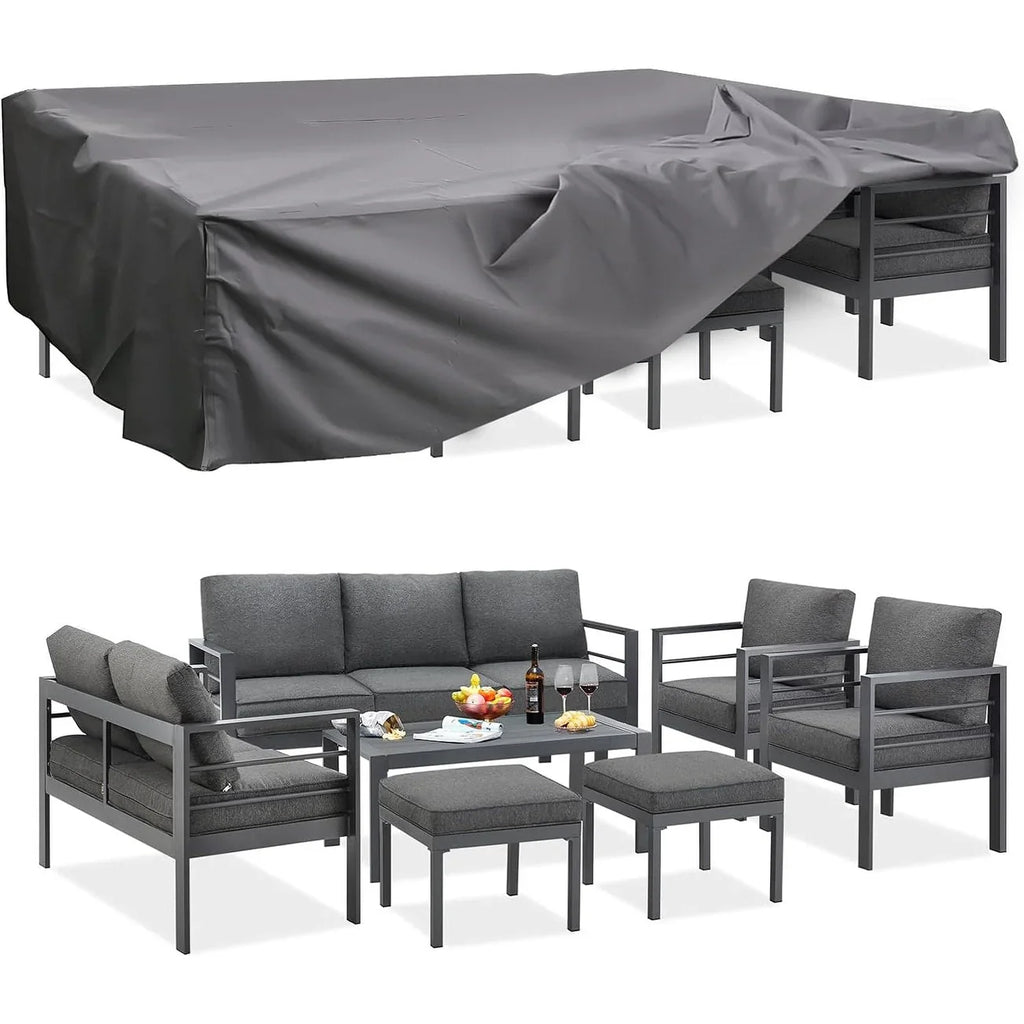 AECOJOY Set di mobili da giardino a 7 pezzi in alluminio Set da conversazione per esterni