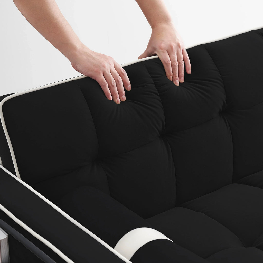 Divano letto trasformabile a 2 posti in velluto da 140 cm con letto estraibile, reclinabile, tasche laterali e supporto per telefono