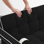 Divano letto trasformabile a 2 posti in velluto da 140 cm con letto estraibile, reclinabile, tasche laterali e supporto per telefono