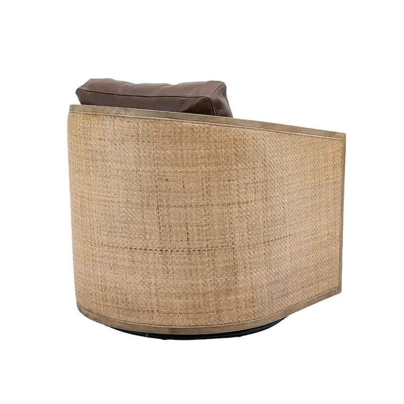 Poltrona a botte girevole, comoda poltrona rotonda d'accento, poltrona club a botte girevole a 360 gradi, poltrona relax con struttura in rattan intrecciato