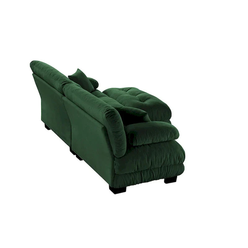 L Shaped Loveseat Sofa Chenille Sectional Couch with Lumbar Pillows