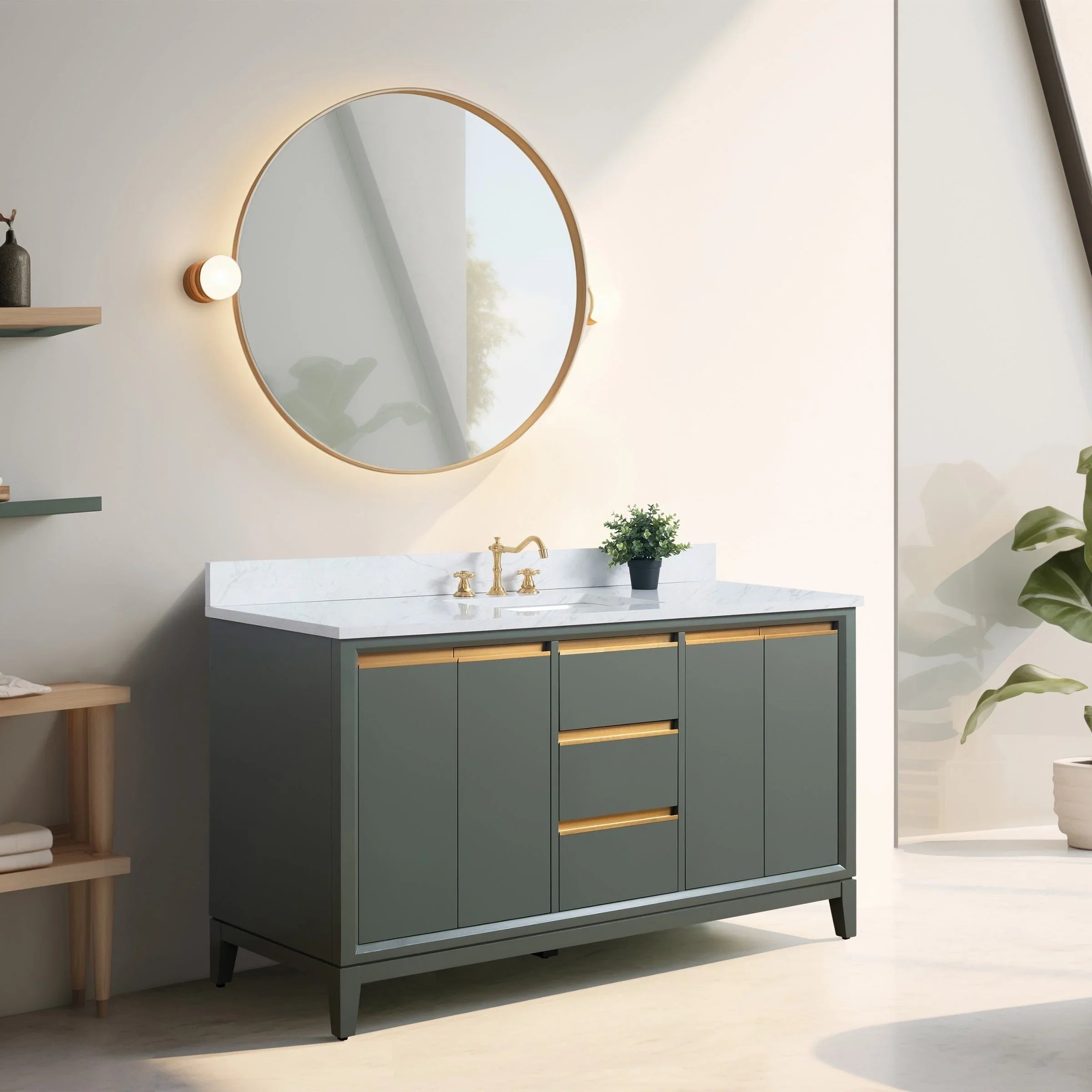 Mobile da Bagno Vanity Art con Lavabo in Ceramica e Top in Marmo Ricomposto