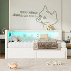 Letto imbottito a piattaforma con porte USB e illuminazione a LED - Struttura letto matrimoniale/singola con 2 cassetti portaoggetti - Camera da letto moderna