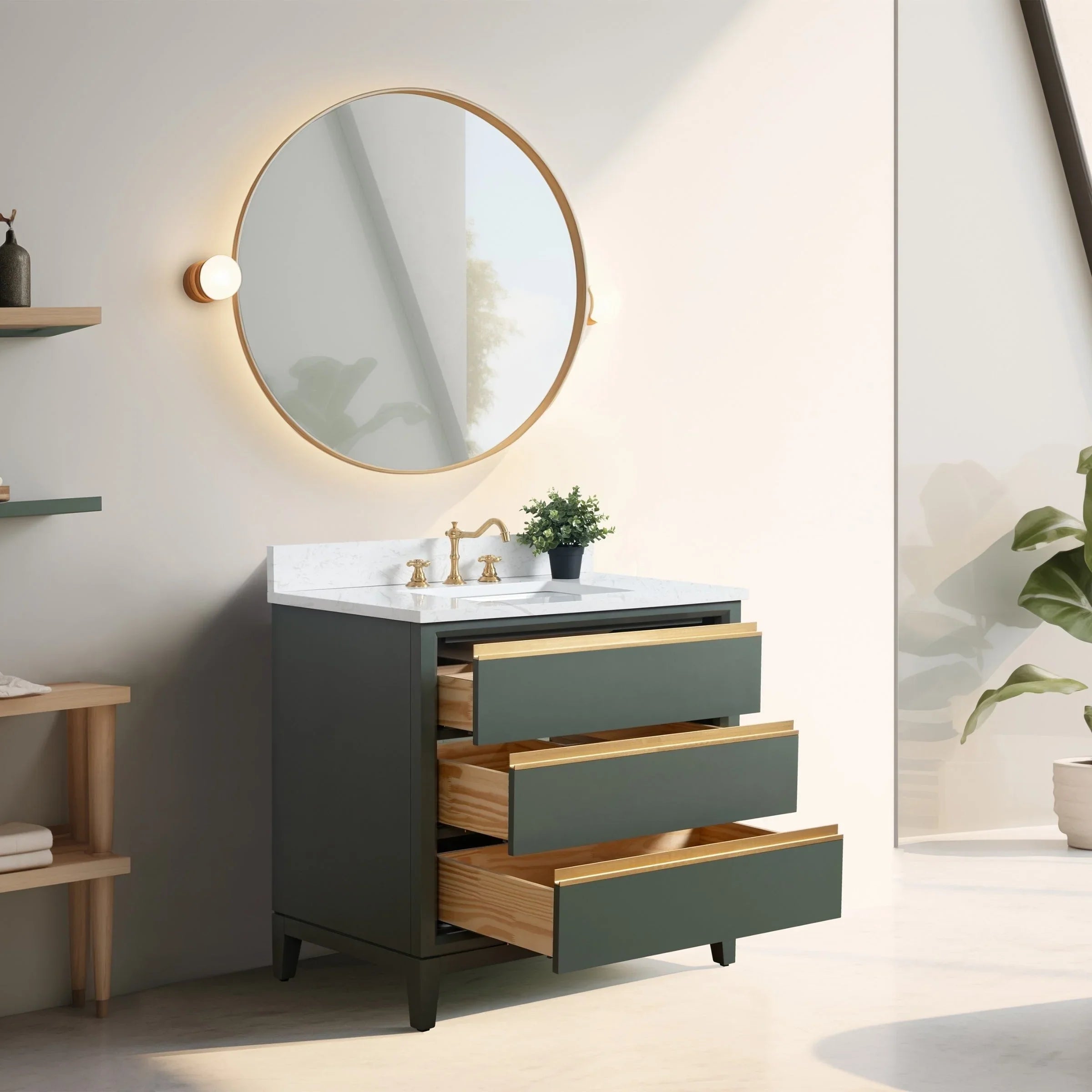 Mobile da Bagno Vanity Art con Lavabo in Ceramica e Top in Marmo Ricomposto
