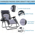 Sedia a sdraio oversize XL imbottita con gravità zero, bracciolo più largo, reclinabile regolabile con portabicchieri - N/D