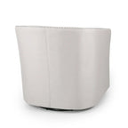 Poltrona girevole accent, stile classico a botte, tessuto beige grano