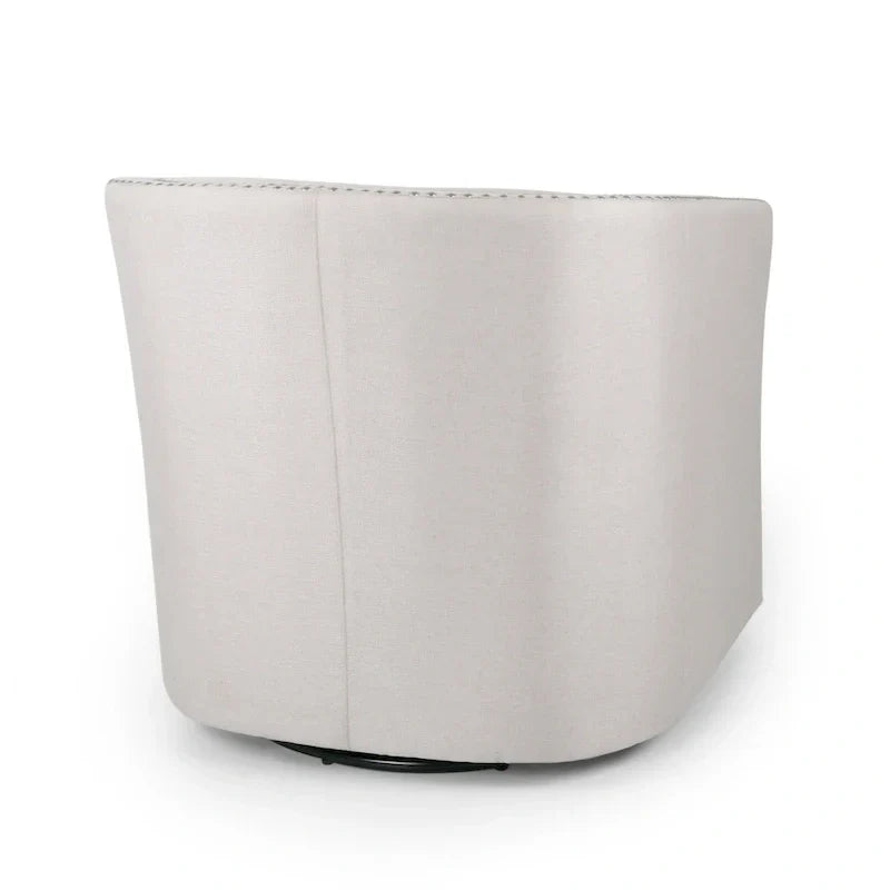 Poltrona girevole accent, stile classico a botte, tessuto beige grano