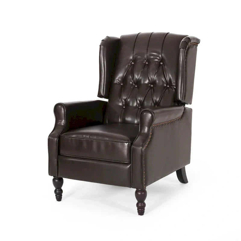 Poltrona reclinabile Walter Brown in pelle rigenerata di Christopher Knight Home