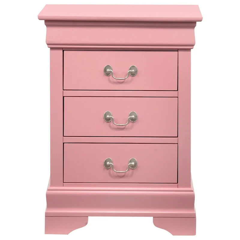 Comodino in legno a 3 cassetti
