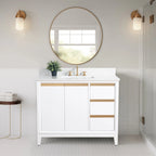 Mobile da Bagno Vanity Art con Lavabo in Ceramica e Top in Marmo Ricomposto