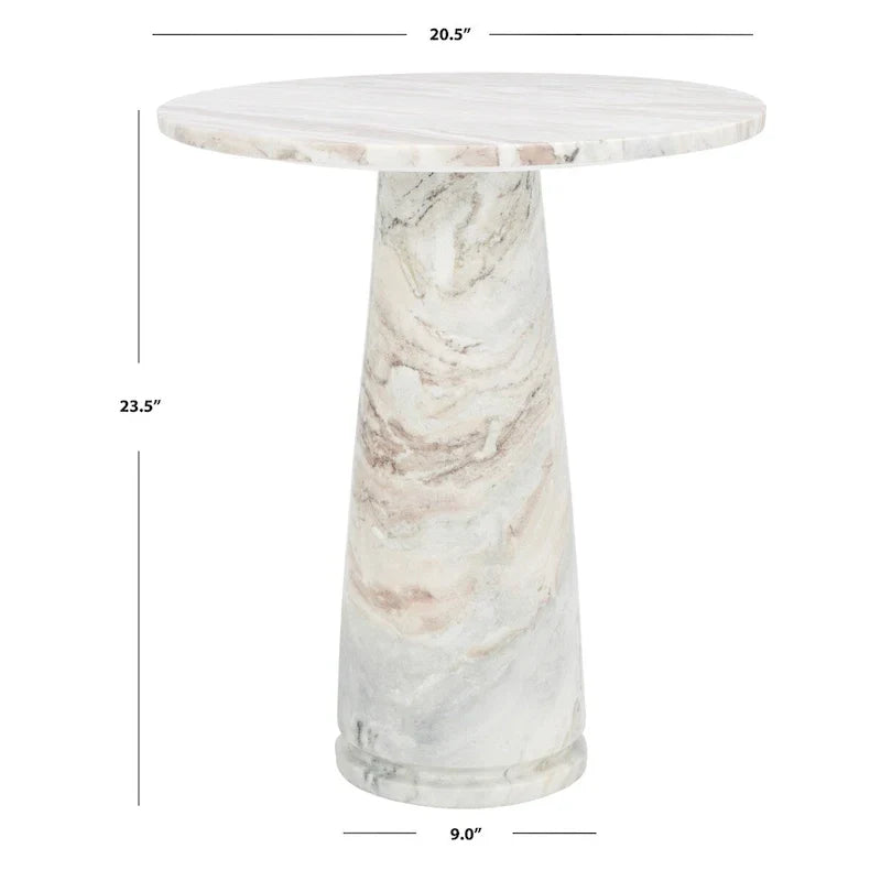 Tavolino d'appoggio rotondo alto in marmo Ghicu di SAFAVIEH Couture - 55,8 cm L x 53,3 cm P x 61 cm A - 53,3x53,3x61 cm