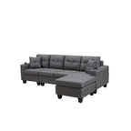 Divano componibile da soggiorno con chaise longue a L e portabicchieri