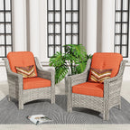 HOOOWOOO, Set di 2 Sedie da Esterno in Rattan Intrecciato con Schienale Alto