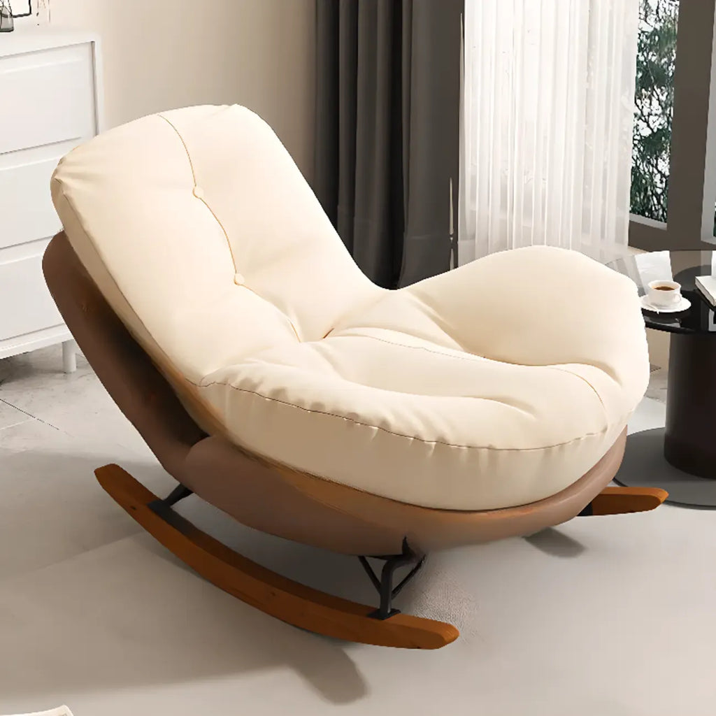 Sedia a dondolo scandinava imbottita con pouf opzionale