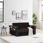 Divano letto trasformabile a 2 posti in velluto da 140 cm con letto estraibile, reclinabile, tasche laterali e supporto per telefono