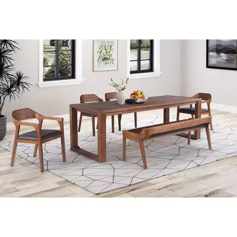 Tavolo da pranzo allungabile Rasmus da 89" Noce - Boraam: Legno massiccio di acacia, 8 posti, Stile rustico