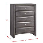Cassettiera Madison Grigio - Picket House Furnishings: Contenitore verticale a 5 cassetti, Organizzatore per camera da letto