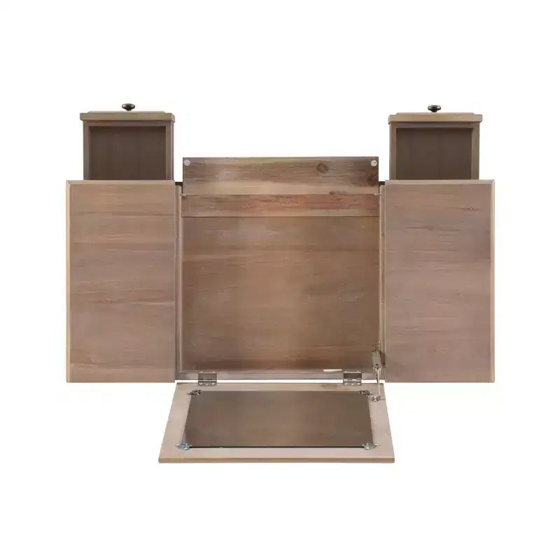 Cyndi Set Toeletta Tradizionale in Legno Lavato con Sgabello e Contenitore, Sedile Imbottito Beige - Linon