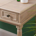 Cyndi Set Toeletta Tradizionale in Legno Lavato con Sgabello e Contenitore, Sedile Imbottito Beige - Linon
