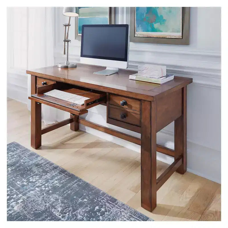 Scrivania direzionale Tahoe – Acero anticato – Home Styles: Mid-Century Modern, Struttura in legno massello, Cassetti contenitore