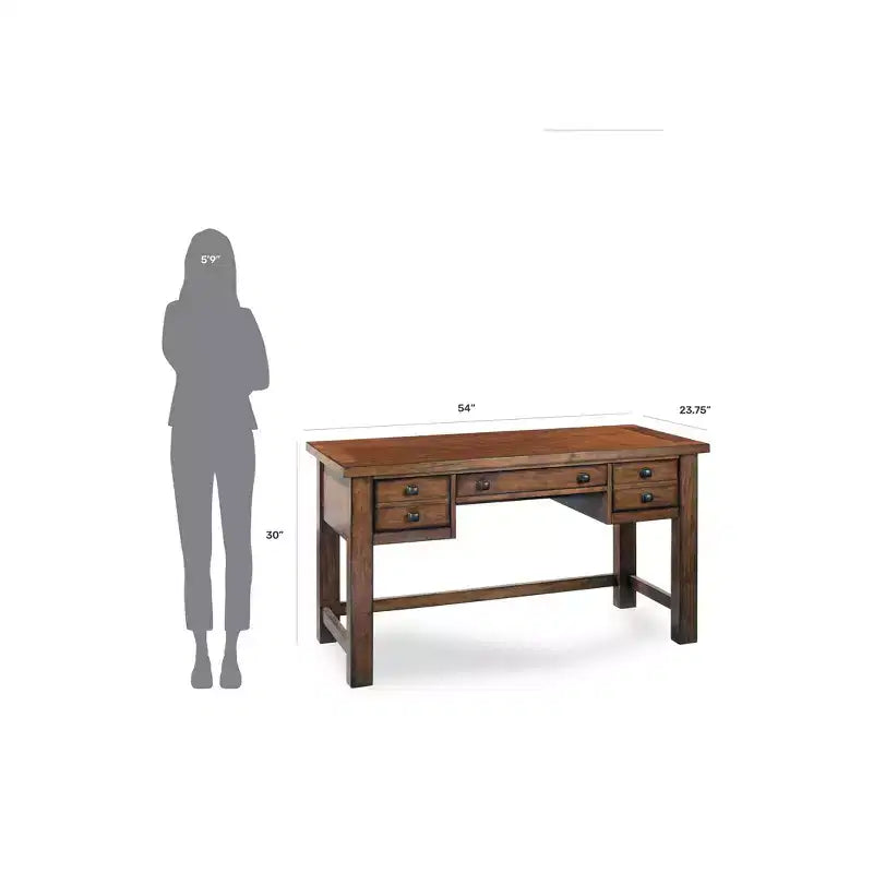 Scrivania direzionale Tahoe – Acero anticato – Home Styles: Mid-Century Modern, Struttura in legno massello, Cassetti contenitore