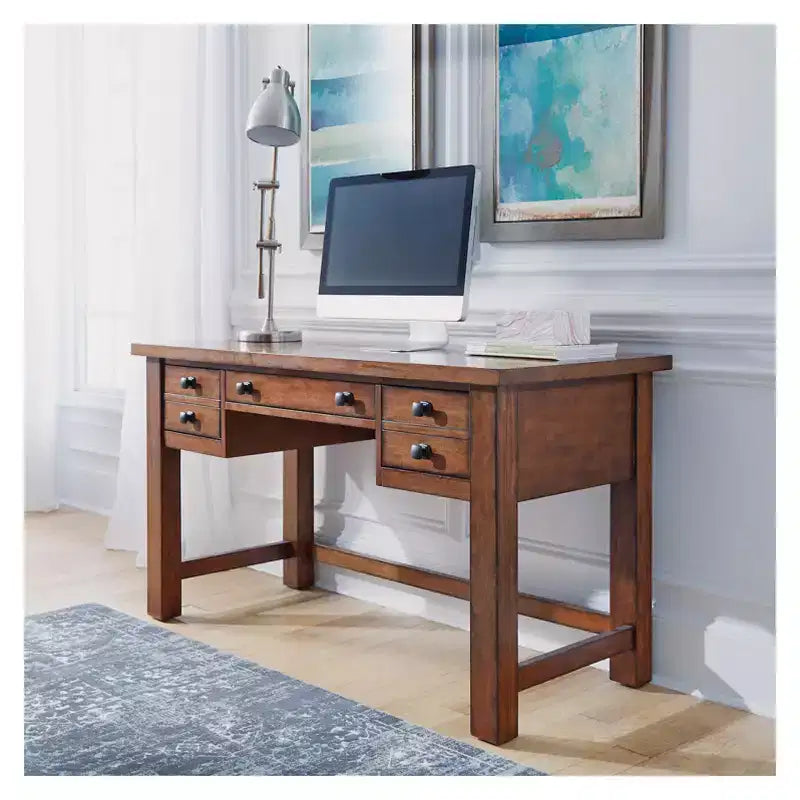 Scrivania direzionale Tahoe – Acero anticato – Home Styles: Mid-Century Modern, Struttura in legno massello, Cassetti contenitore