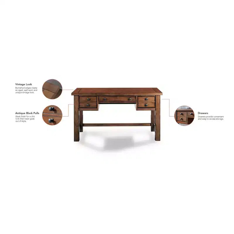 Scrivania direzionale Tahoe – Acero anticato – Home Styles: Mid-Century Modern, Struttura in legno massello, Cassetti contenitore