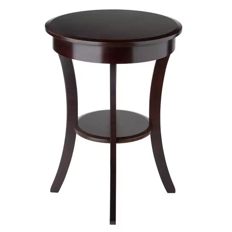 Tavolino rotondo d'accento Sasha - Cappuccino - Winsome: Gambe svasate, Legno composito, Ripiano portaoggetti