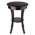 Tavolino rotondo d'accento Sasha - Cappuccino - Winsome: Gambe svasate, Legno composito, Ripiano portaoggetti