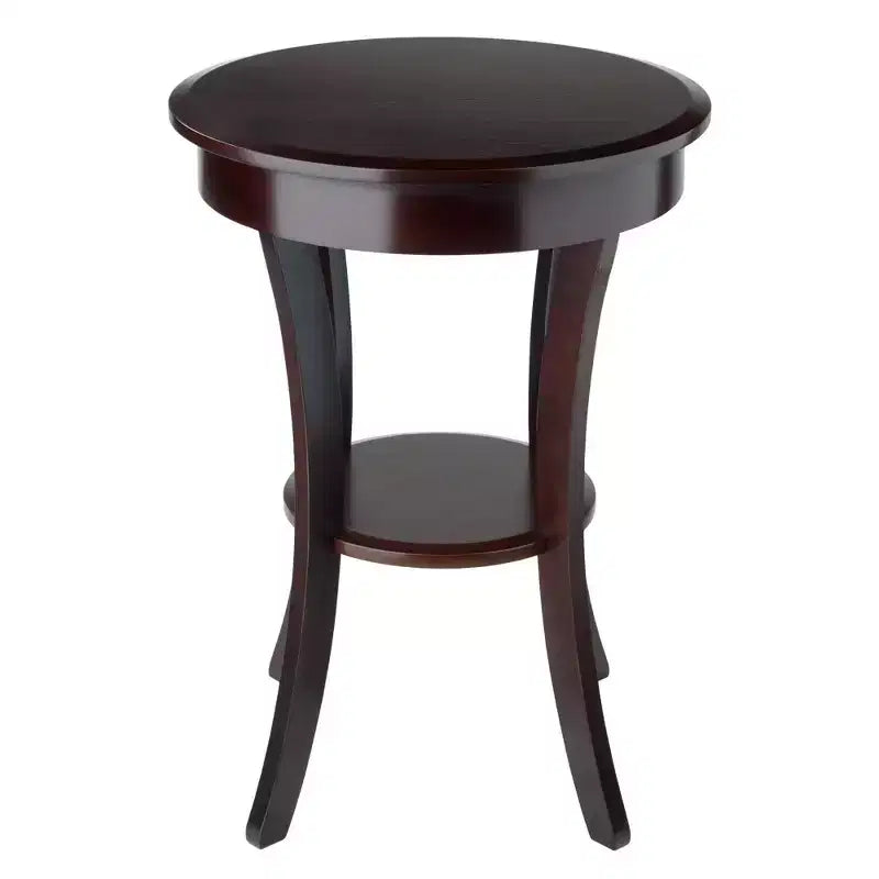 Tavolino rotondo d'accento Sasha - Cappuccino - Winsome: Gambe svasate, Legno composito, Ripiano portaoggetti