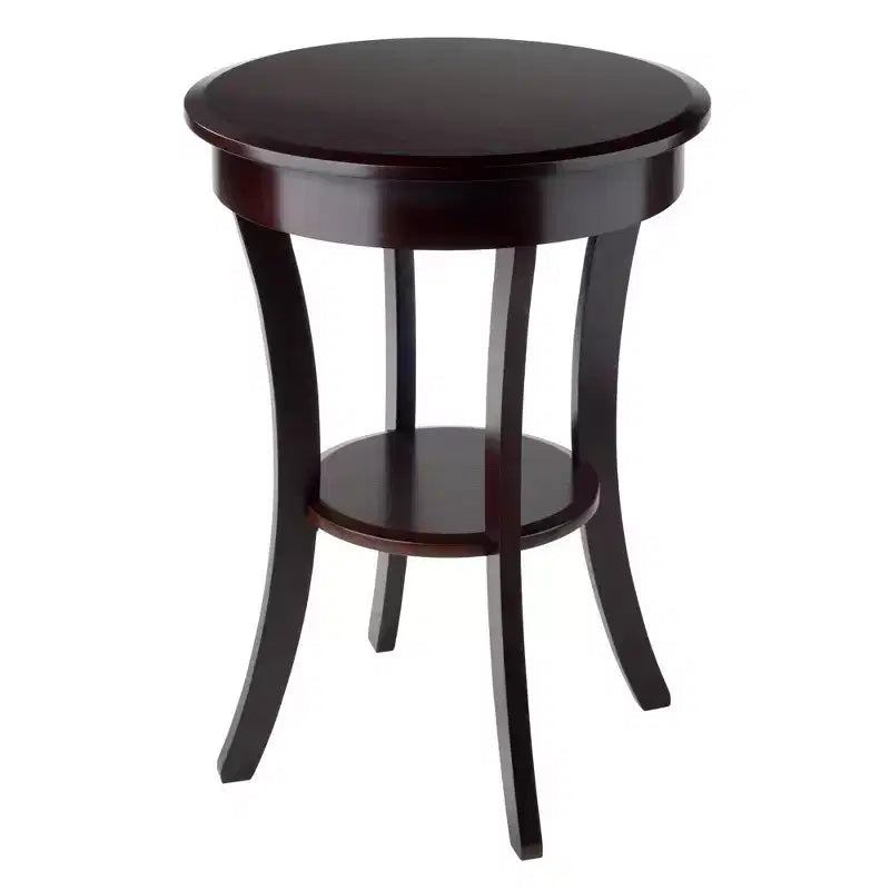 Tavolino rotondo d'accento Sasha - Cappuccino - Winsome: Gambe svasate, Legno composito, Ripiano portaoggetti