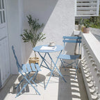 Set bistro pieghevole in metallo da 3 pezzi, set conversazione resistente alle intemperie per esterni/interni, per patio, cortile, giardino
