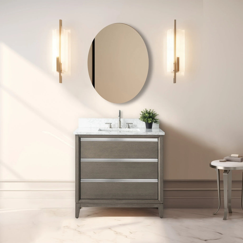 Mobile da Bagno Vanity Art con Lavabo in Ceramica e Top in Marmo Ricomposto