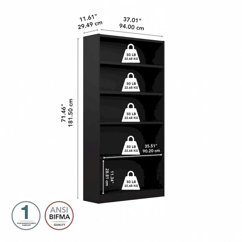 Libreria a 5 ripiani alta universale di Bush Furniture