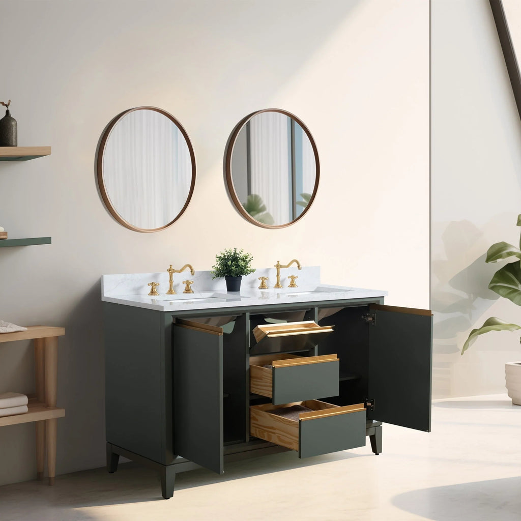 Mobile da Bagno Vanity Art con Lavabo in Ceramica e Top in Marmo Ricomposto