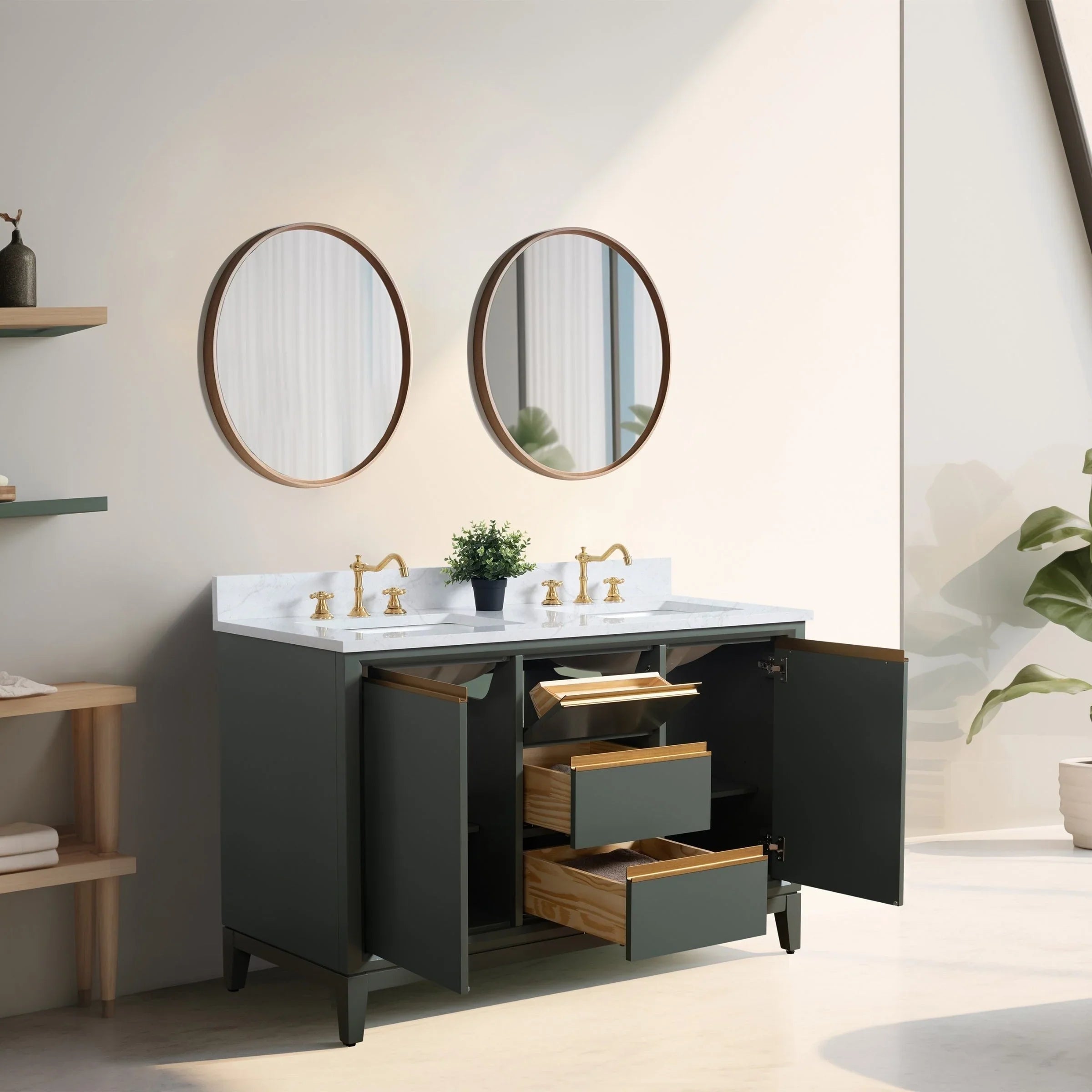 Mobile da Bagno Vanity Art con Lavabo in Ceramica e Top in Marmo Ricomposto