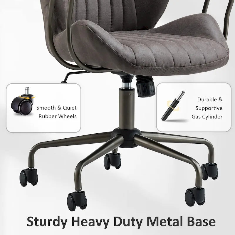 Sedia da ufficio ergonomica in tessuto scamosciato con supporto lombare