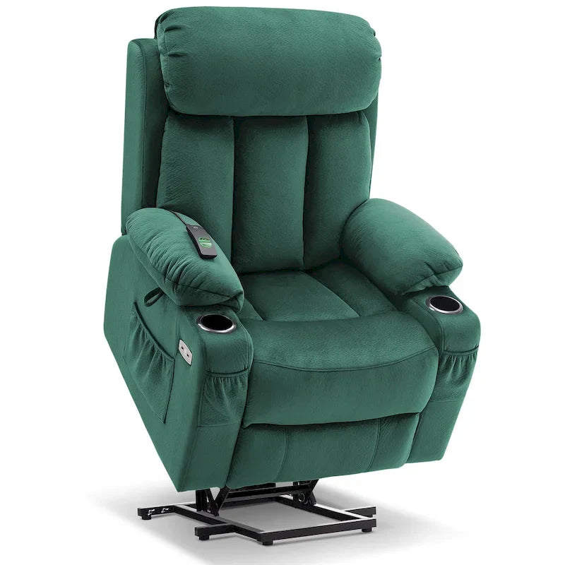 MCombo Large Power Lift Recliner with Extended Footrest for Big and Tall Elderly People, Hand Remote, Cup Holders, Fabric 7426