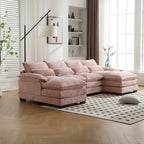 Divano componibile Cloud per soggiorno, divano a U moderno in ciniglia/bouclé, comodo divano letto modulare con doppia chaise longue