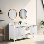 Mobile da Bagno Vanity Art con Lavabo in Ceramica e Top in Marmo Ricomposto