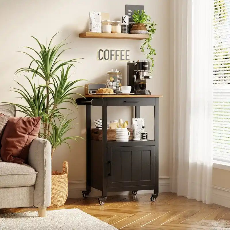 Carrello da Cucina in Legno con Cassetti