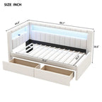 Letto imbottito a piattaforma con porte USB e illuminazione a LED - Struttura letto matrimoniale/singola con 2 cassetti portaoggetti - Camera da letto moderna
